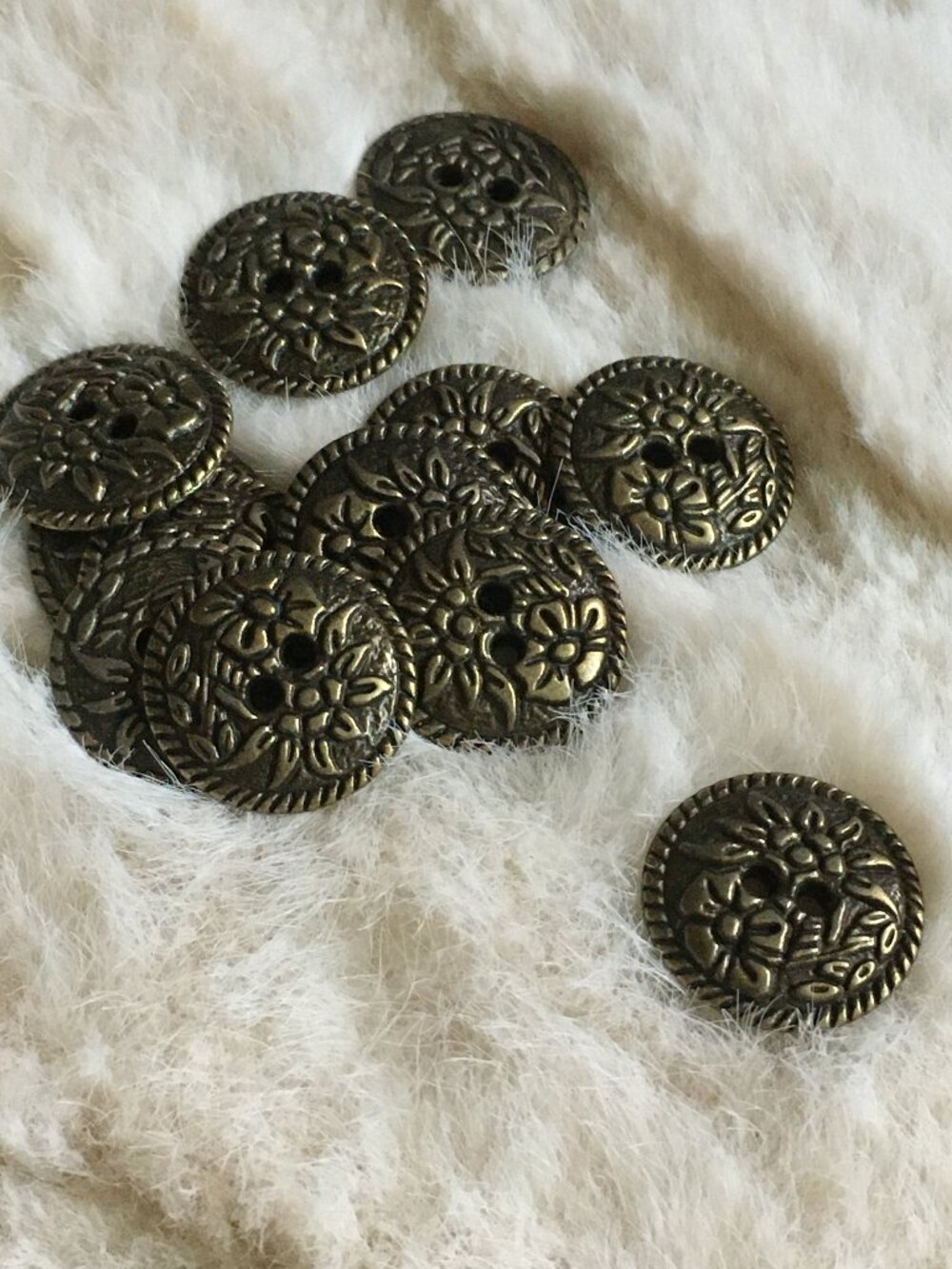 Vintage Antique Brass Sunflower Floral Buttons - Set of 6 Folk 🪡 Set #2